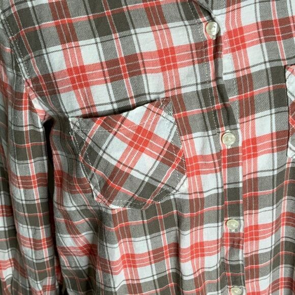 Old Navy Orange & Gray Long Sleeve Button Front Casual Flannel Collared Shirt XS - Picture 6 of 11